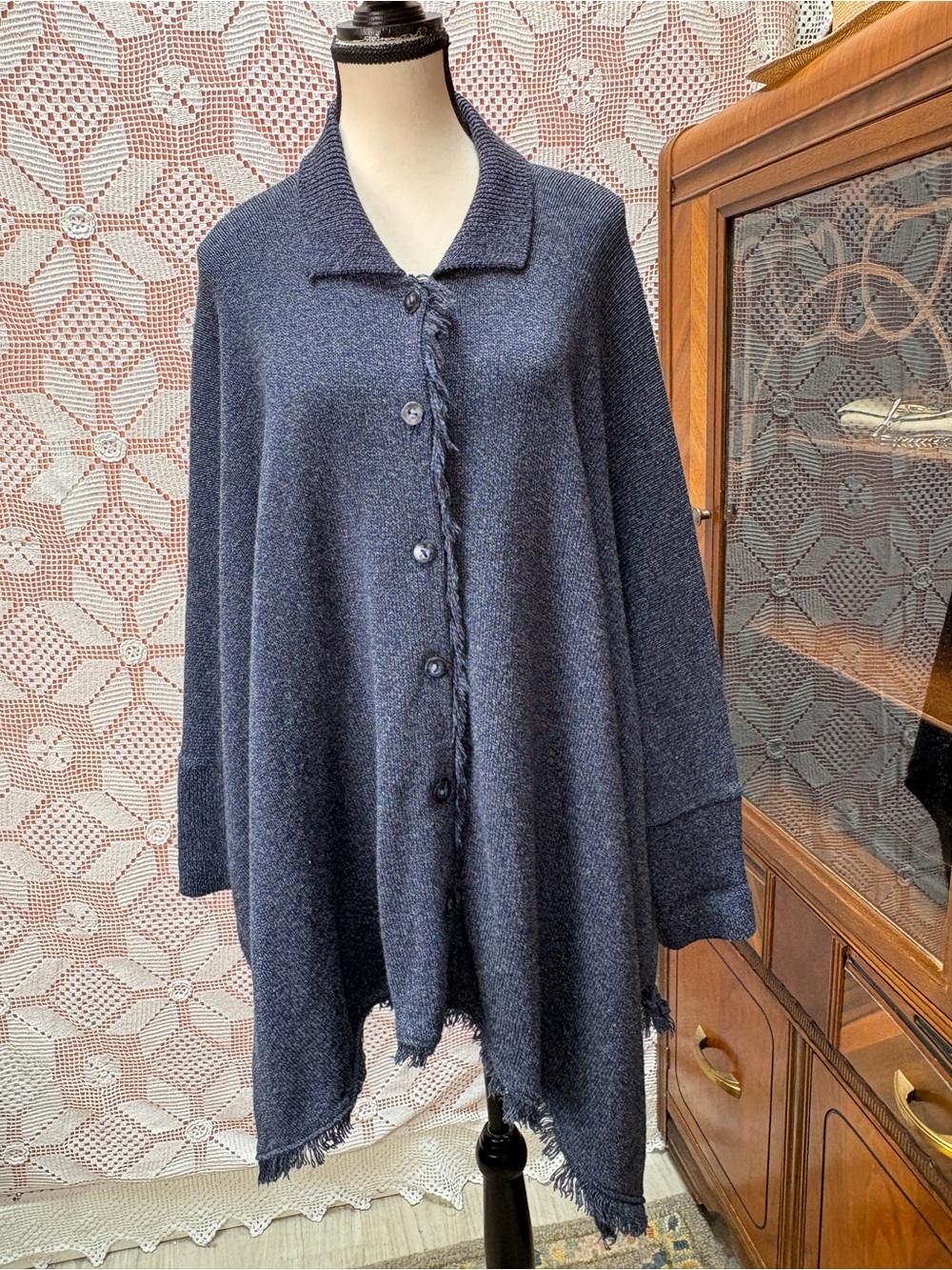 Vintage Holt Renfrew Sport Cotton Poncho Cardigan - Picture 2 of 8